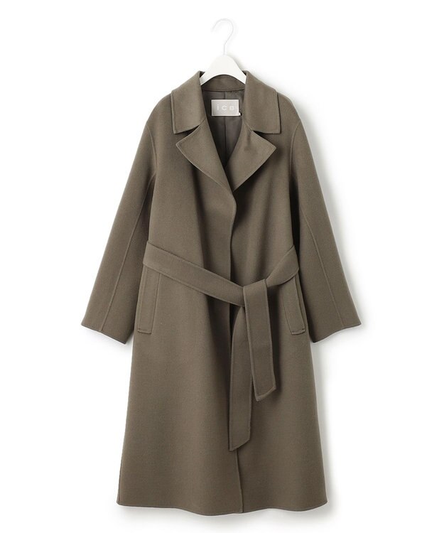 ICB ウールリバー ロングトレンチコート アッシュカーキ系