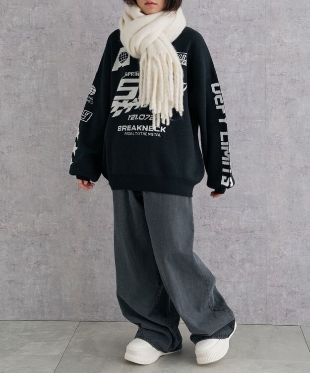 WEGO 【ユニセックス着用ITEM】ワイドフリンジストール オフホワイト