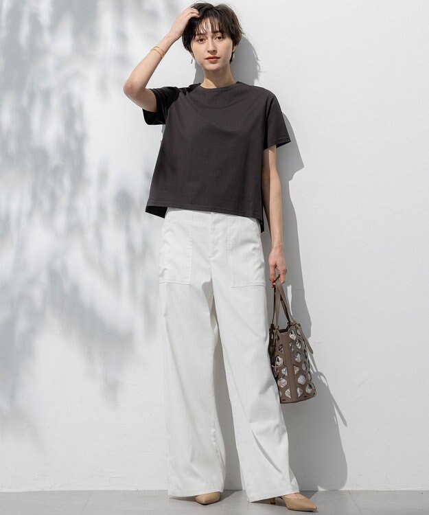 23区 【洗える】ハイエンド クルーネック Tシャツ ダークブラウン系