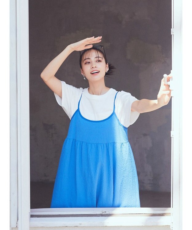 earth music&ecology バックリボンキャミワンピース Blue