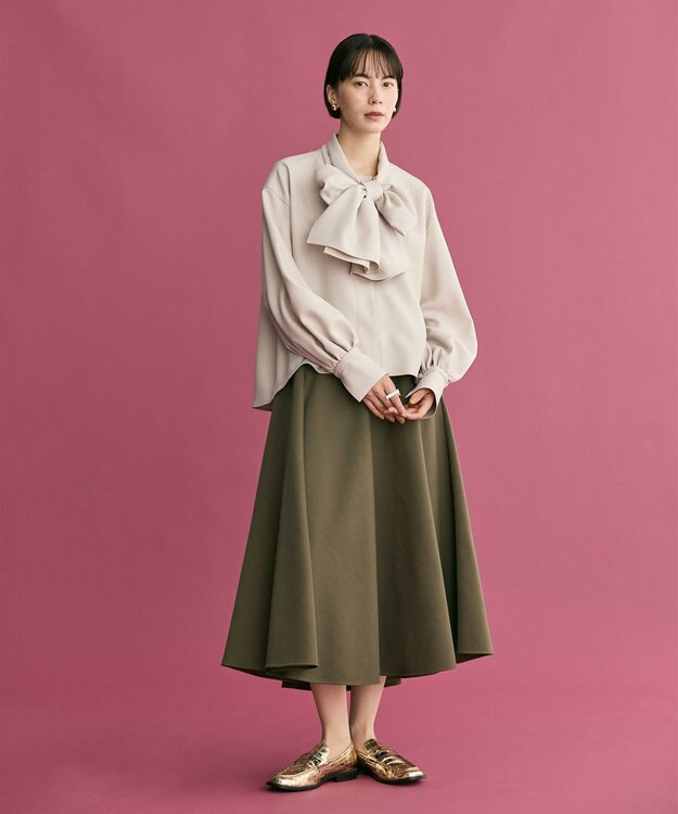 #Newans 【洗濯機可】ビックリボンパウダリーブラウス ベージュ