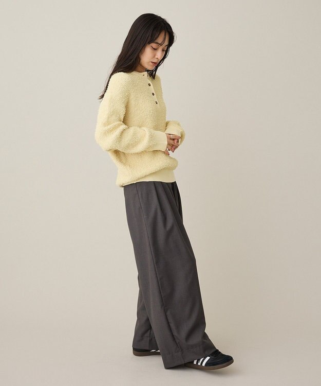 CRAFT STANDARD BOUTIQUE ネップヘンリーネックニットプルオーバー Light Yellow