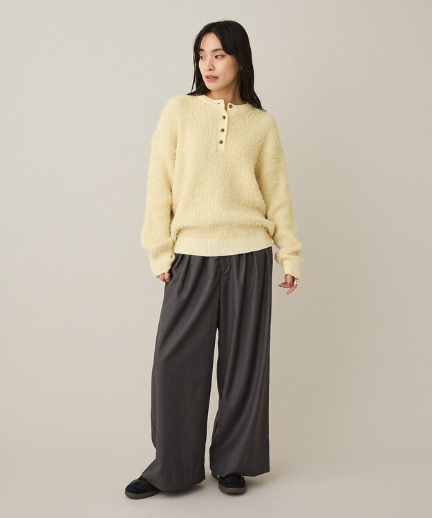 CRAFT STANDARD BOUTIQUE ネップヘンリーネックニットプルオーバー Light Yellow