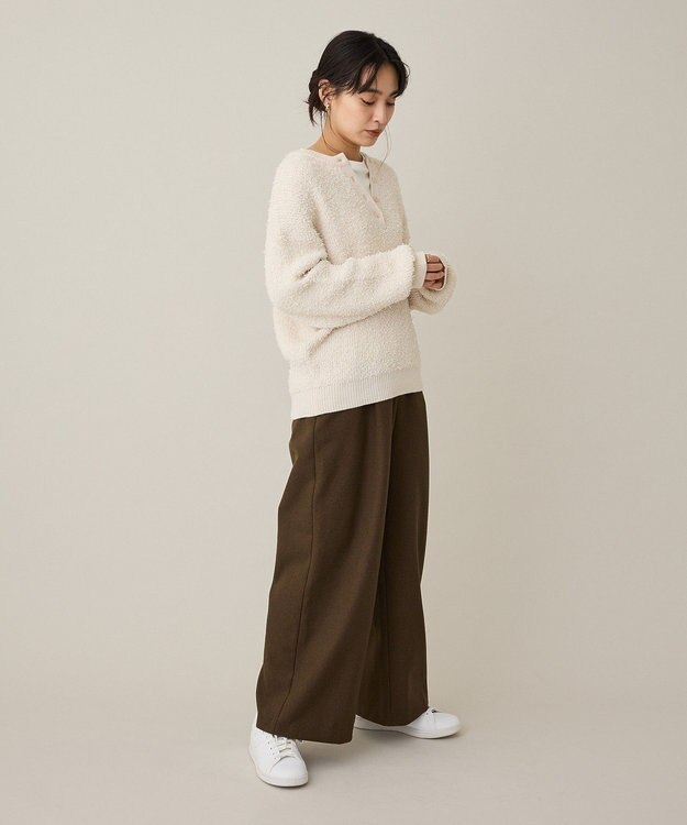 CRAFT STANDARD BOUTIQUE ネップヘンリーネックニットプルオーバー Ivory