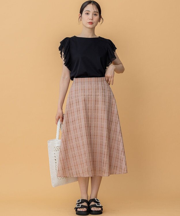 組曲 S ラメシアーチェック スカート ピンク系3
