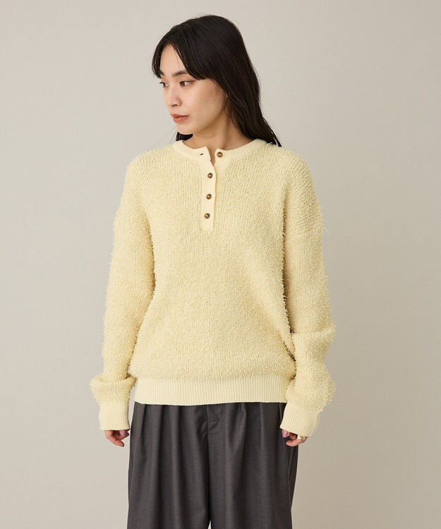 CRAFT STANDARD BOUTIQUE ネップヘンリーネックニットプルオーバー Light Yellow