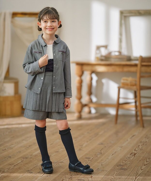 組曲 KIDS 【150-160㎝】プリーツ ショートパンツ グレー