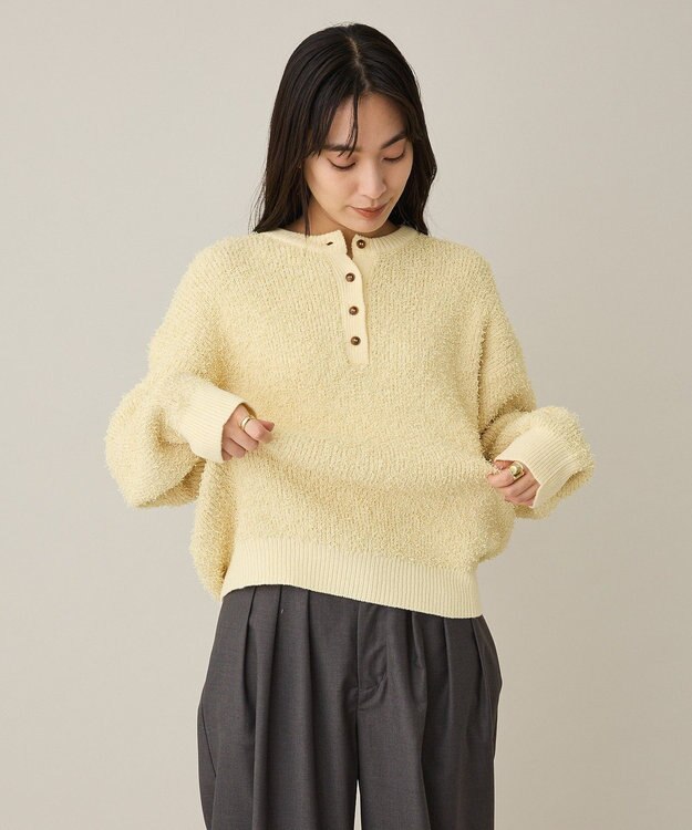 CRAFT STANDARD BOUTIQUE ネップヘンリーネックニットプルオーバー Light Yellow