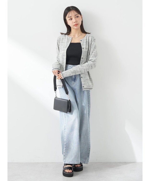 earth music&ecology メランジリブカーディガン（ｇｒａｙ） Gray Mixture