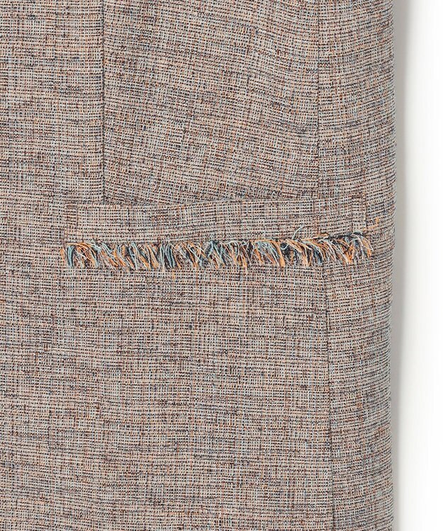 23区 【先行予約】リネンライクブッチャー フリンジノーカラージャケット ダークブラウン系