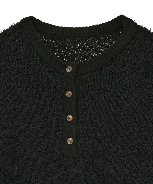 CRAFT STANDARD BOUTIQUE ネップヘンリーネックニットプルオーバー Black