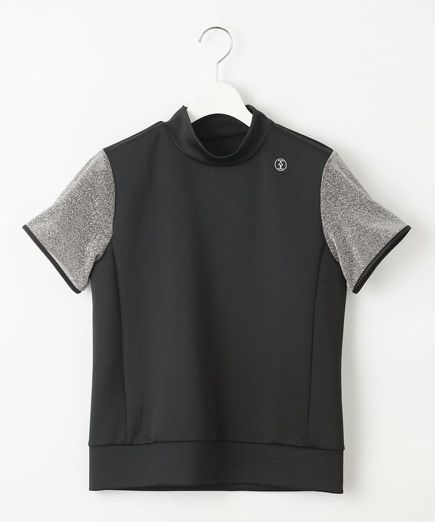 23区GOLF 【WOMEN】シアーラメ袖デザイン ライトダンボールモックネック ブラック系