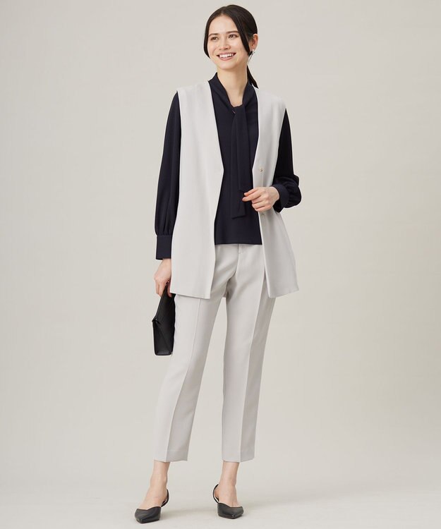 自由区 L 【セットアップ対応・洗える】トリアセダブルクロス ジレ ライトグレー系