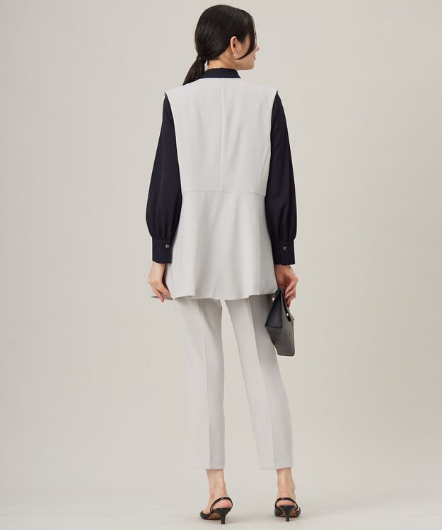 自由区 【セットアップ対応・洗える】トリアセダブルクロス ジレ ライトグレー系