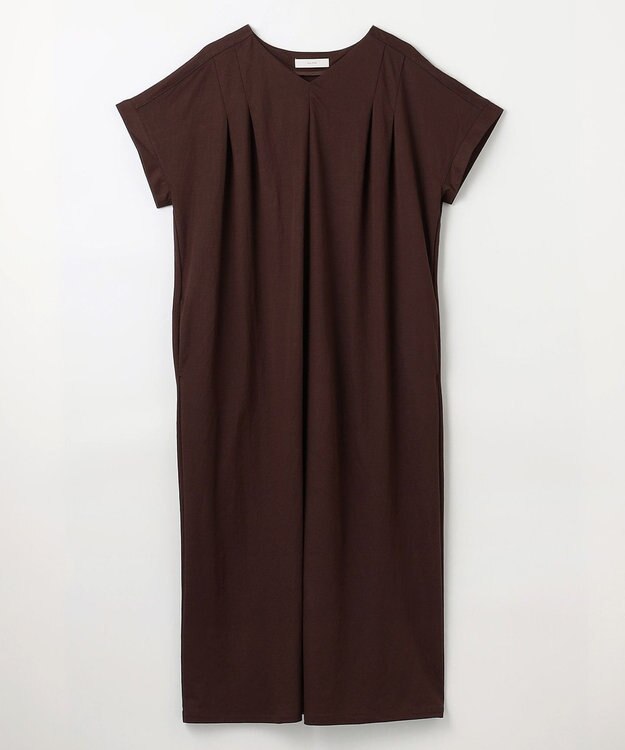 ANY L 【洗濯機可/ストレッチ】ナチュラルワッシャーワンピース ブラウン