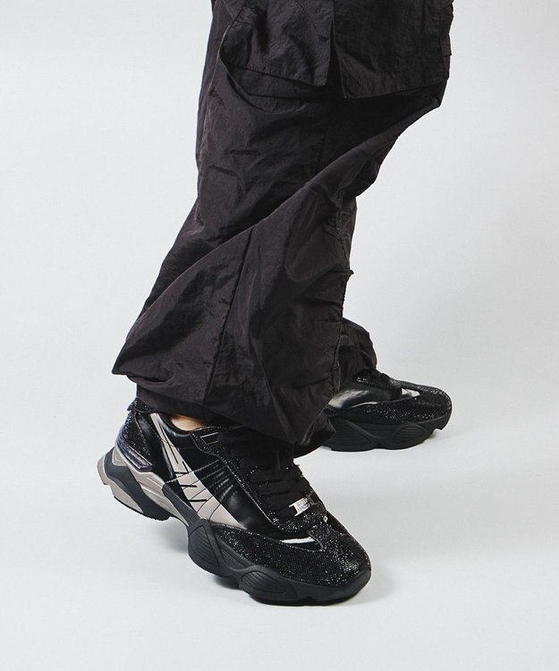 STEVE MADDEN SETBACK-R ラインストーンスニーカー ブラック