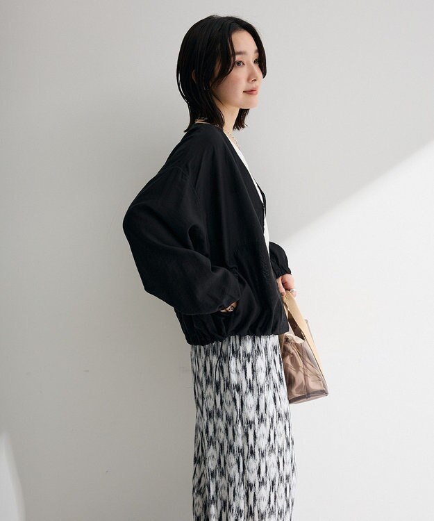 Green Parks シアーＺＩＰＶネックブルゾン Black