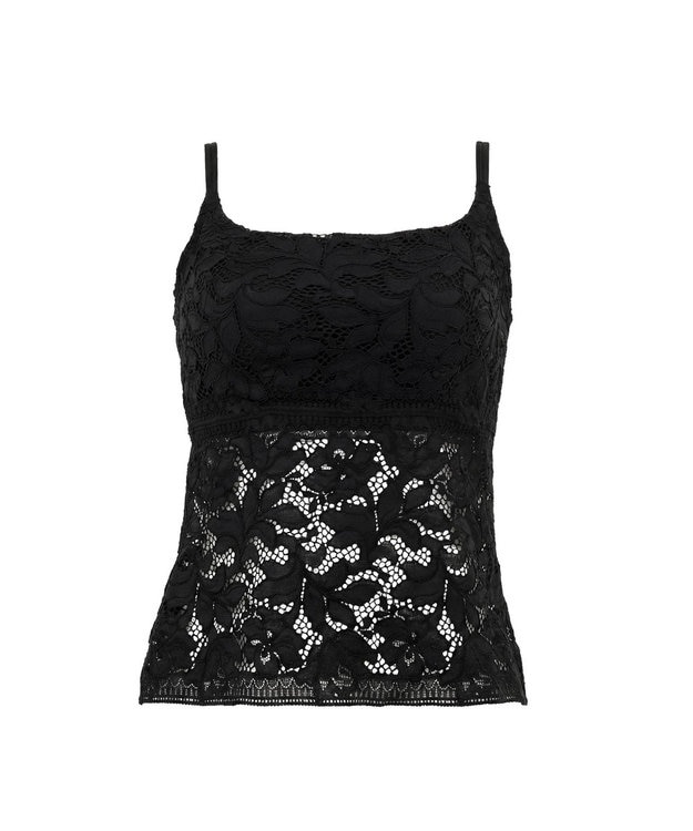 BRADELIS New York 【BRADELIS New York】レーシィブラキャミ26S1 カップ付き ブラトップ 補正下着 ノンワイヤー ブラック