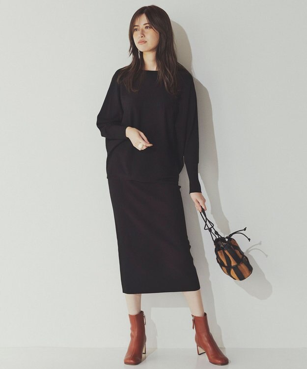 23区 ヴィスコースストレッチ タイト スカート ブラック