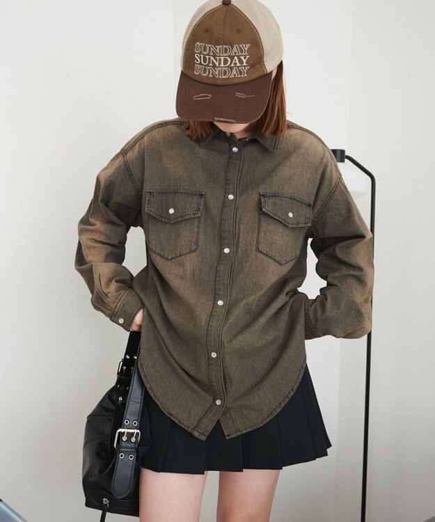 WEGO デニムウエスタンBIGシャツ デニムブラック