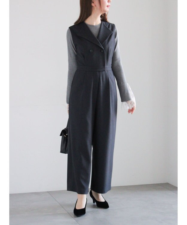 Te chichi ツイーディーダブルコンビネゾン チャコールグレー