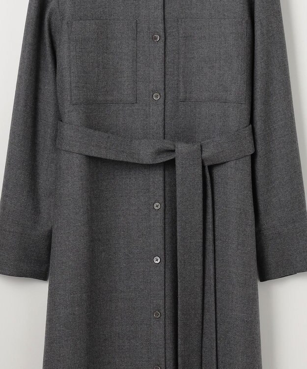 自由区 ウールジョーゼットシャツ ワンピース TOPグレー