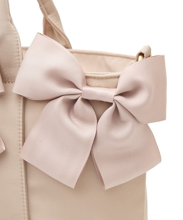 Maison de FLEUR EC限定ボリュームリボン2Wayトートバッグ Beige