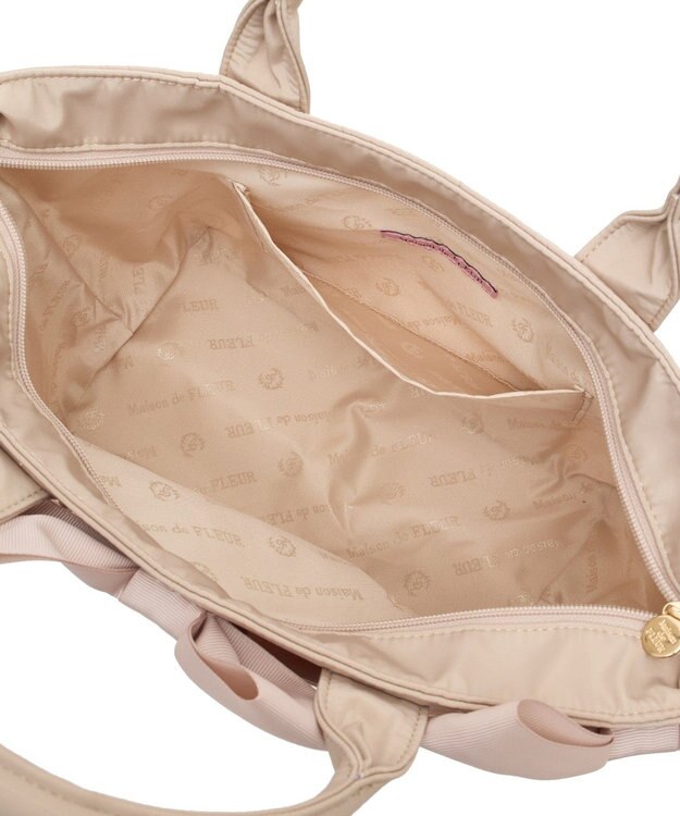 Maison de FLEUR EC限定ボリュームリボン2Wayトートバッグ Beige