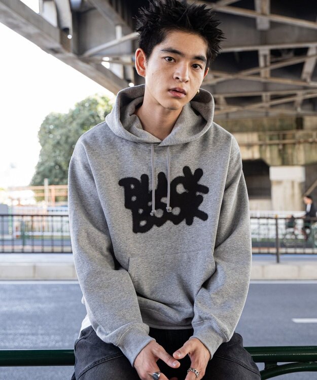 WEGO 【ユニセックス着用ITEM/裏起毛/SMLサイズ展開】リラックスフィットスプレーグラフィックパーカー 杢グレー