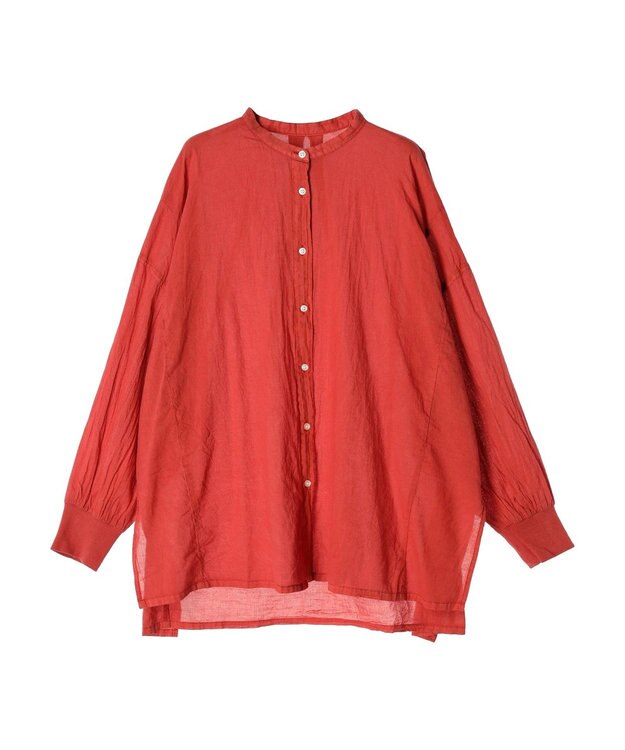 CRAFT STANDARD BOUTIQUE シアーボイルピグメント染めバンドカラーシャツ Dark Red