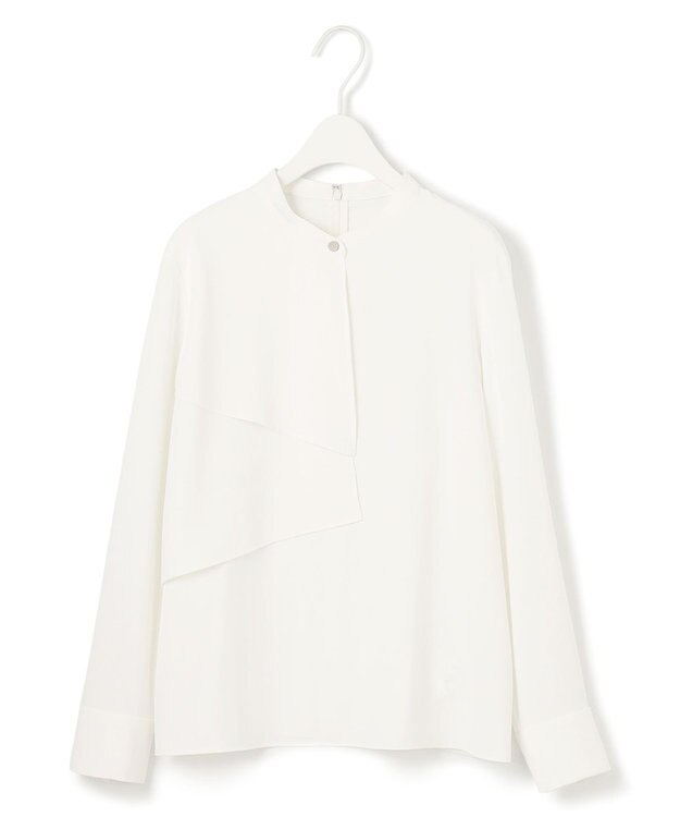 ICB L 【洗える】ストレッチジョーゼット ラッフルデザインブラウス オフホワイト系