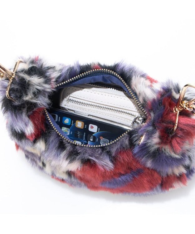 UNBILLION カシュカシュ cachecache / 花柄エコファーチェーンショルダー ワイン