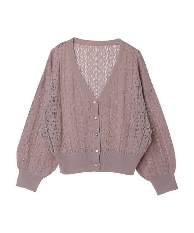 earth music&ecology キラキラボタンハートカーディガン Pink