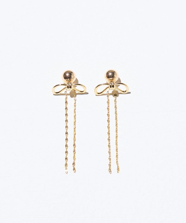 GRACE CONTINENTAL リボンチェーンピアス ゴールド