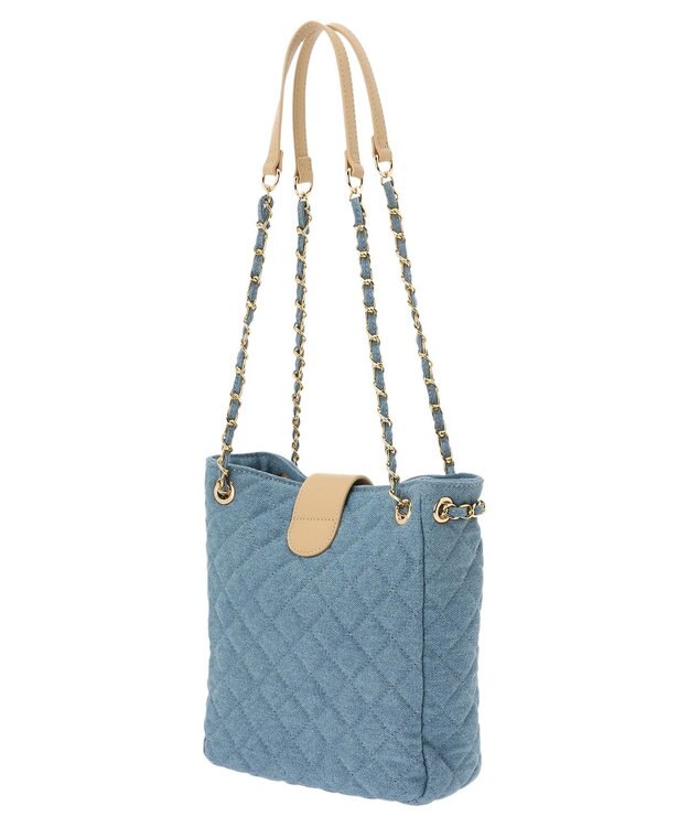 earth music&ecology デニムキルティングチェーンバッグ Light Blue