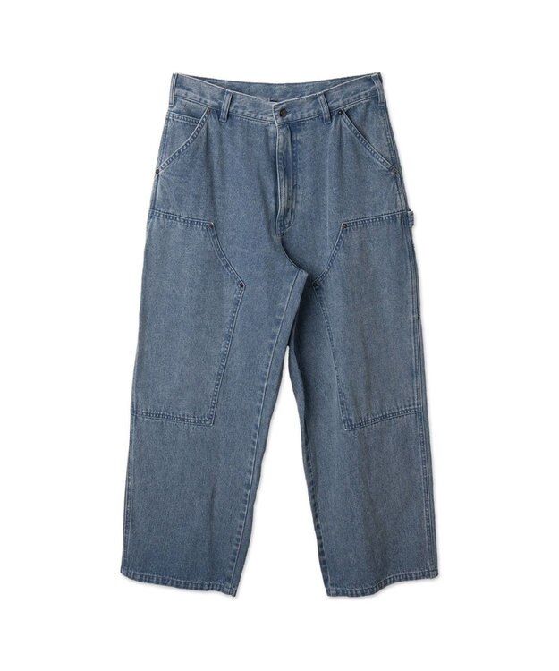 WEGO ワーカーズダブルニーパンツ デニム淡加工色