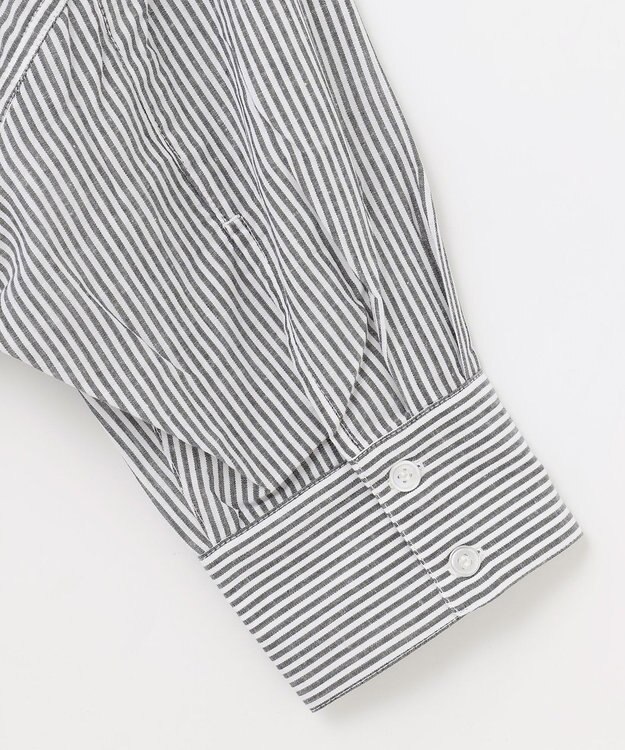 ANY 【洗濯機可能】ダブルポケット クロップドシャツ ストライプ