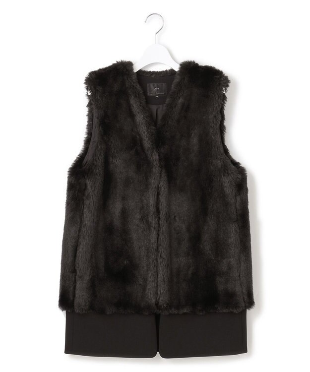 23区 ECOPEL エコファー コンビ ジレ ブラック系