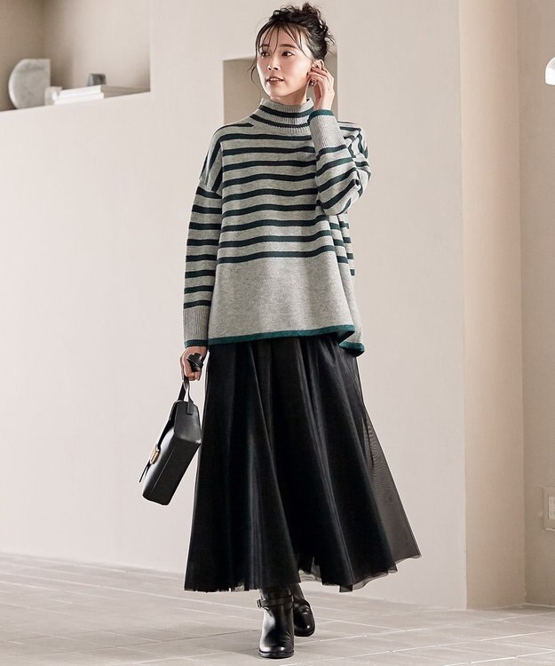 23区 【WEB限定/洗える】エアリーチュール スカート ブラック系