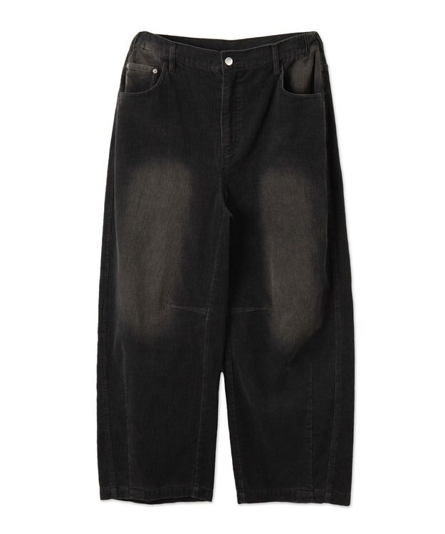 WEGO イージーバレルレッグコーデュロイパンツ ブラック中濃色
