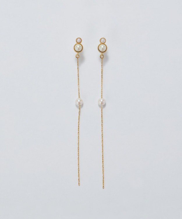 Phoebe 【金属アレルギー対応】ルミナスパールロングセラミックピアス　ゴールド ゴールド