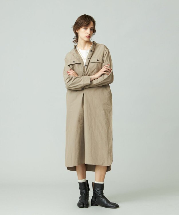J.PRESS YORK STREET 【WOMEN】ミリタリーシャツワンピース ベージュ系