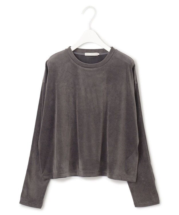 ICB L 【洗える】フロッキーベロア　プルオーバー チャコール系