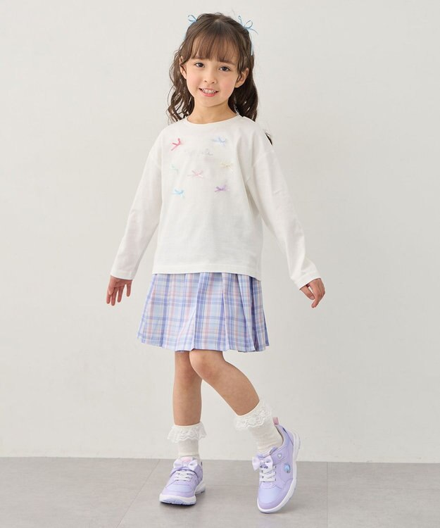 ANY KIDS 【綿100%】リボンアソート 長袖Tシャツ オフホワイト