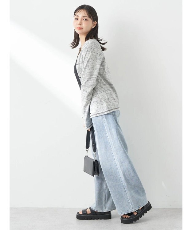 earth music&ecology メランジリブカーディガン（ｇｒａｙ） Gray Mixture