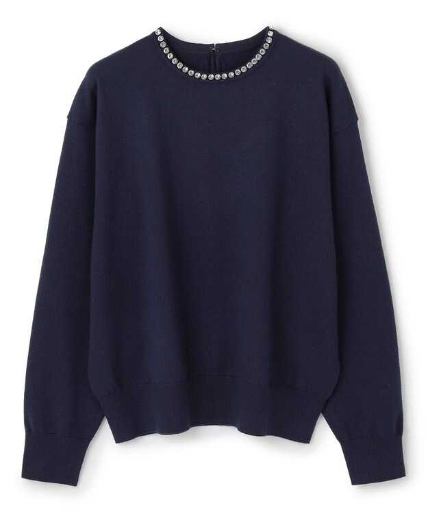 UNFILO ネックビジュー ニット ネイビー