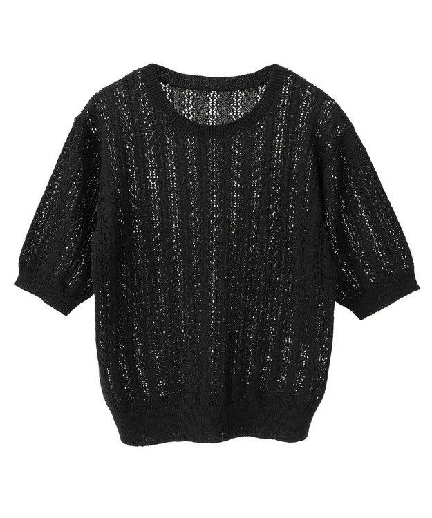 earth music&ecology 透かしニットプルオーバー Black