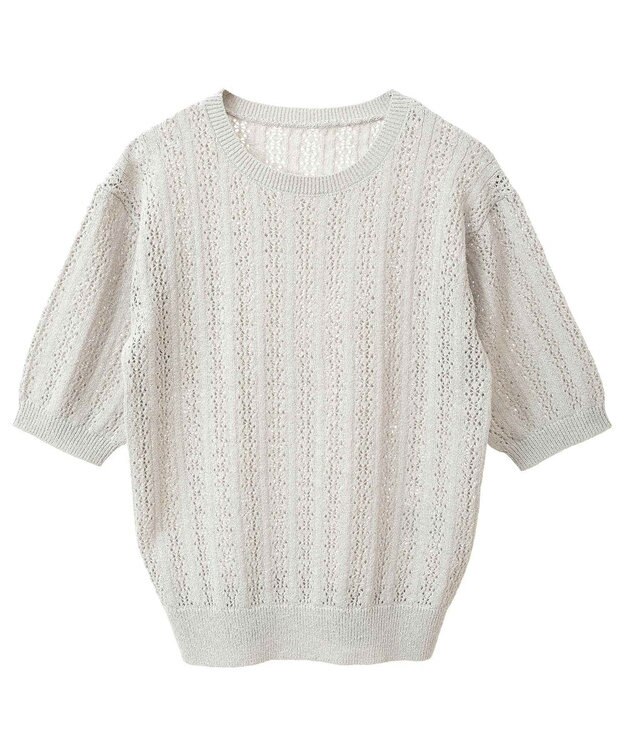 earth music&ecology 透かしニットプルオーバー Light Gray