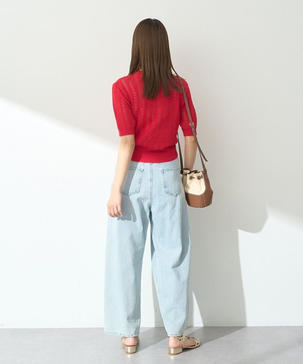 earth music&ecology 透かしニットプルオーバー Red