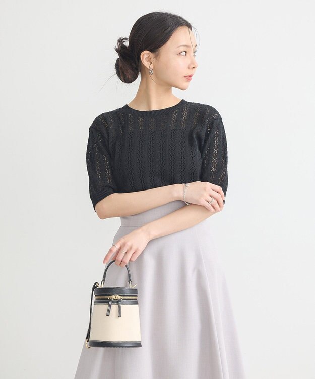 earth music&ecology 透かしニットプルオーバー Black